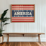 America Flag Style Home Decor Art Print - Tejas Country Club