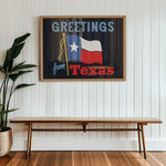 Greetings From Texas Flag Art Print (Navy) - Tejas Country Club