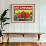 Vintage San Antonio Alamo Travel Decal Art Print - Tejas Country Club