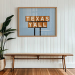 Texas Y'all Billboard Rusty Orange Art Print - Tejas Country Club