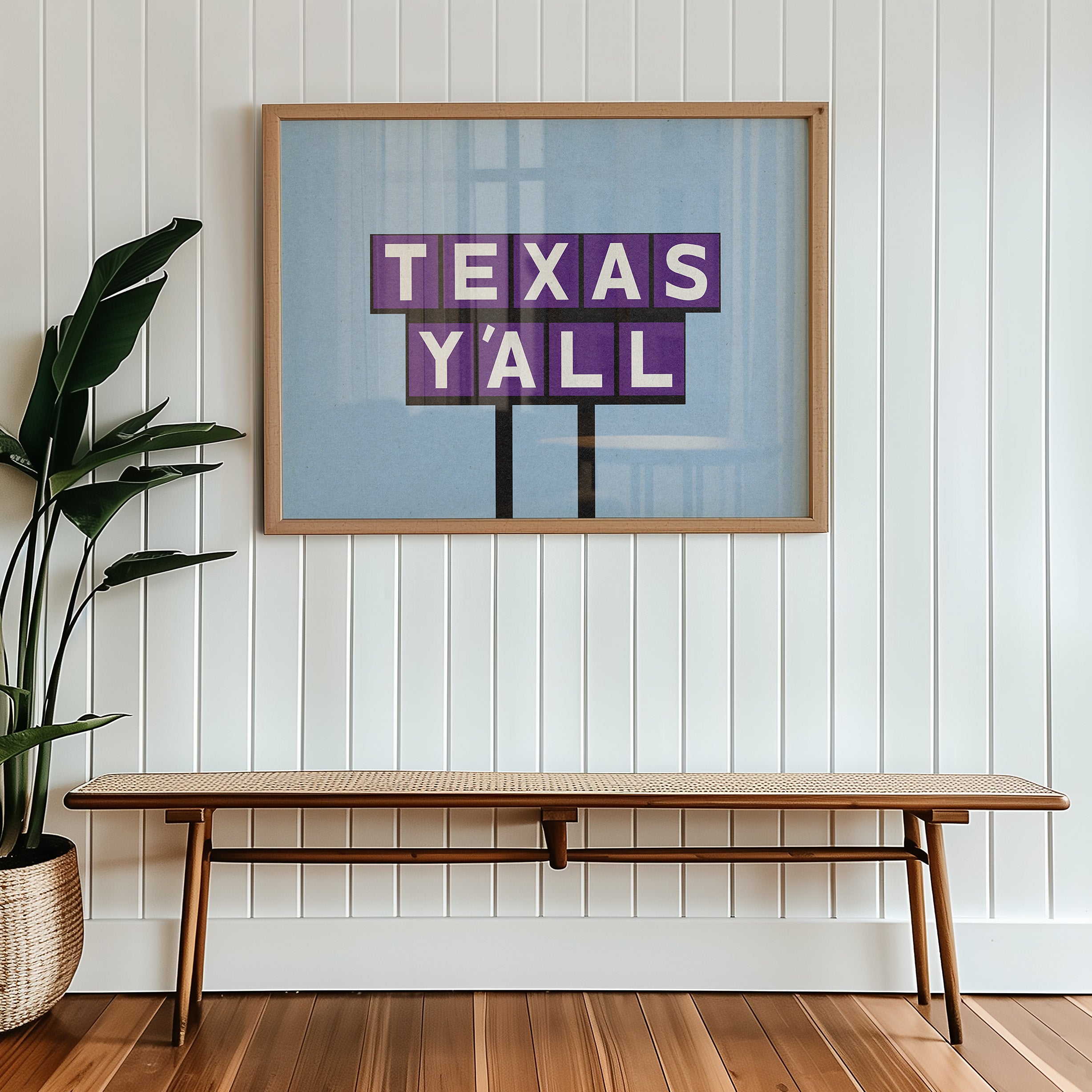 Texas Y'all Billboard Purple Art Print - Tejas Country Club