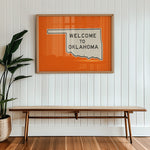 Welcome To Oklahoma Vintage Orange Road Sign Art Print - Tejas Country Club