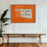 Welcome To Oklahoma Vintage Orange Road Sign Art Print - Tejas Country Club