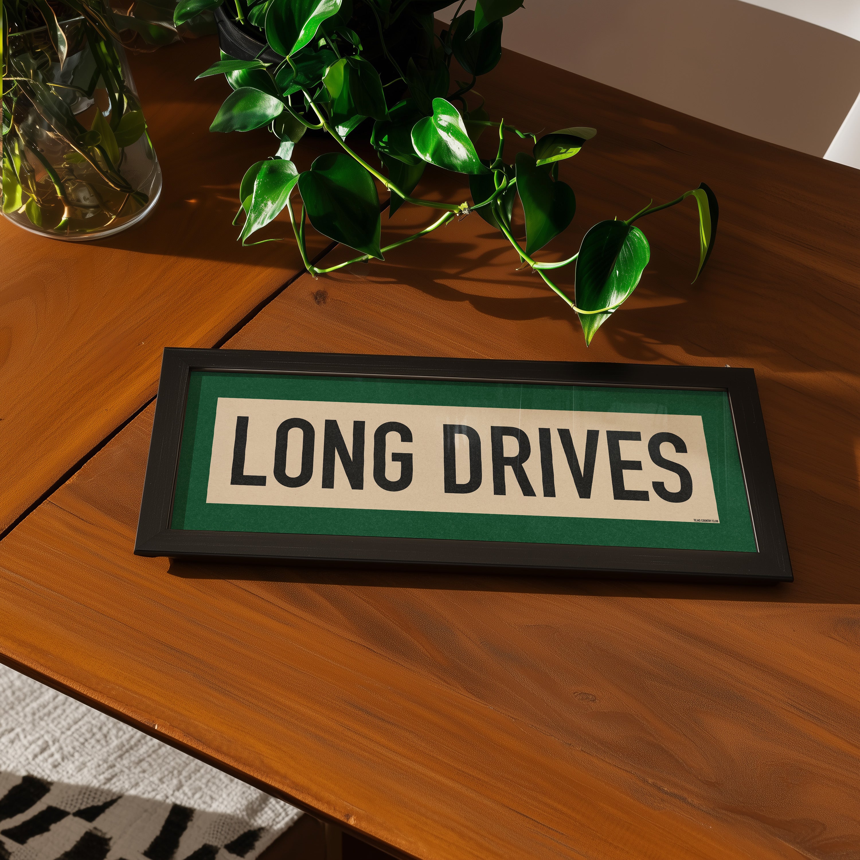 Framed Long Drives Golf Art Scroll Sign - Tejas Country Club
