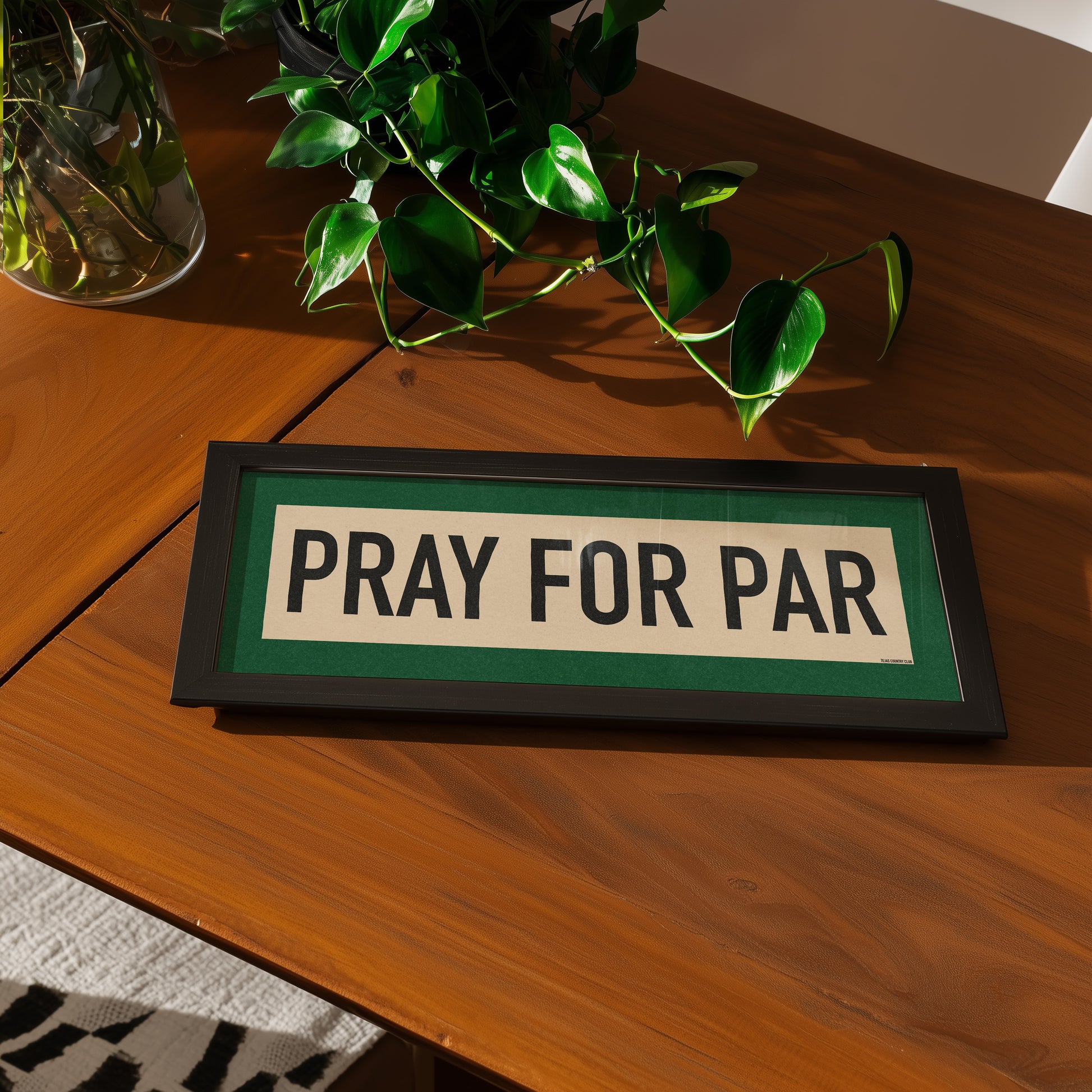 Framed Pray For Par Golf Art Scroll Sign - Tejas Country Club
