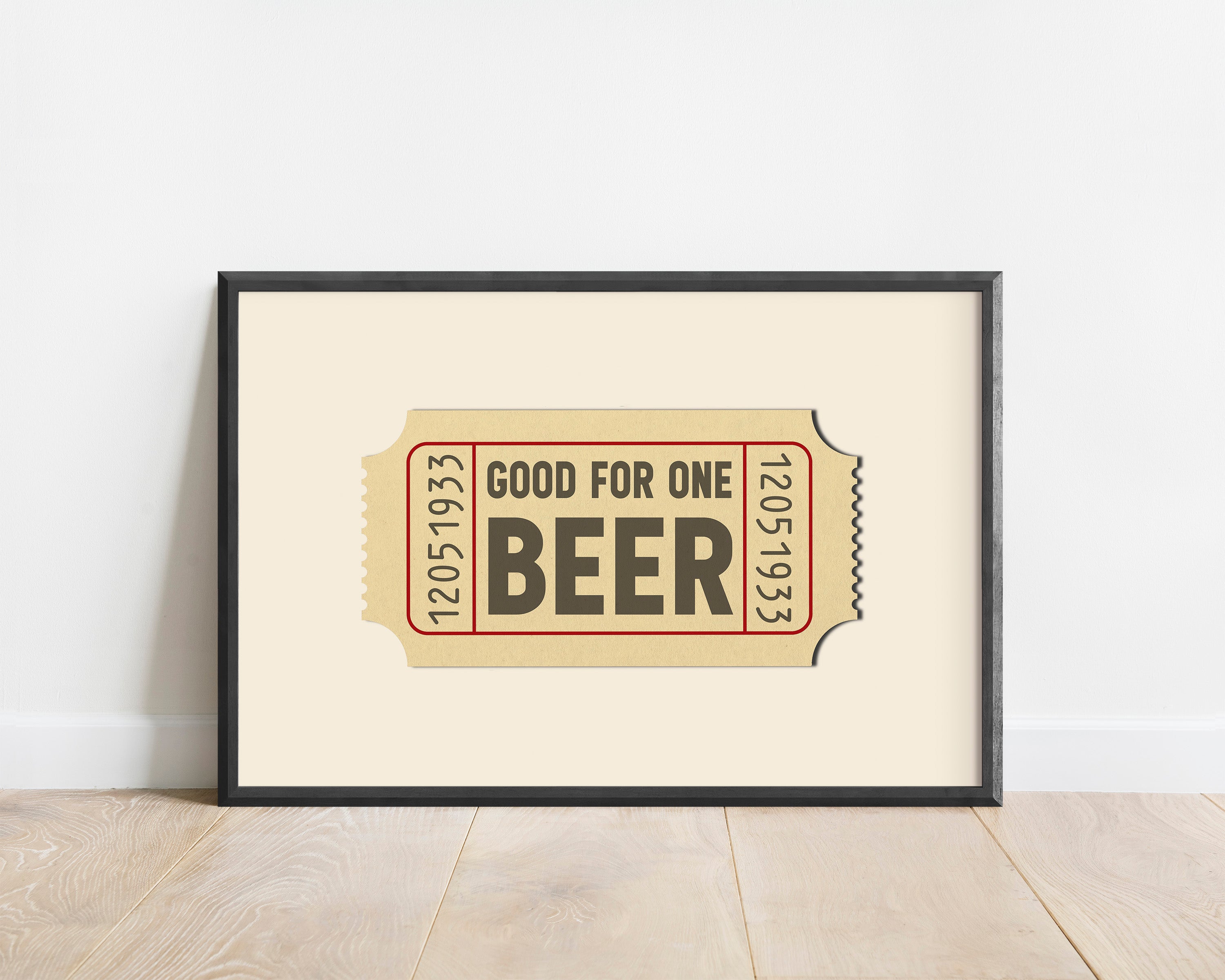 Good For One Beer Ticket Stub Art Print - Tejas Country Club
