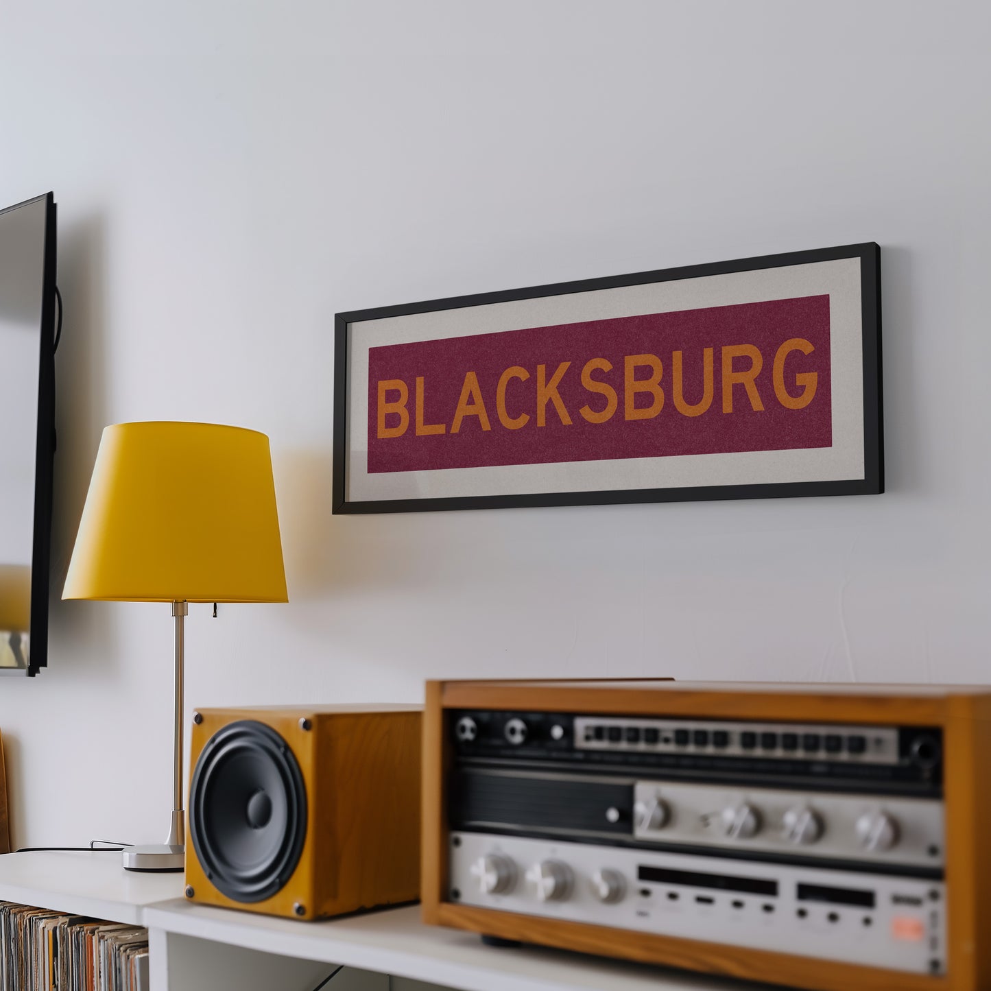 Framed Blacksburg Maroon Bus Scroll - Tejas Country Club