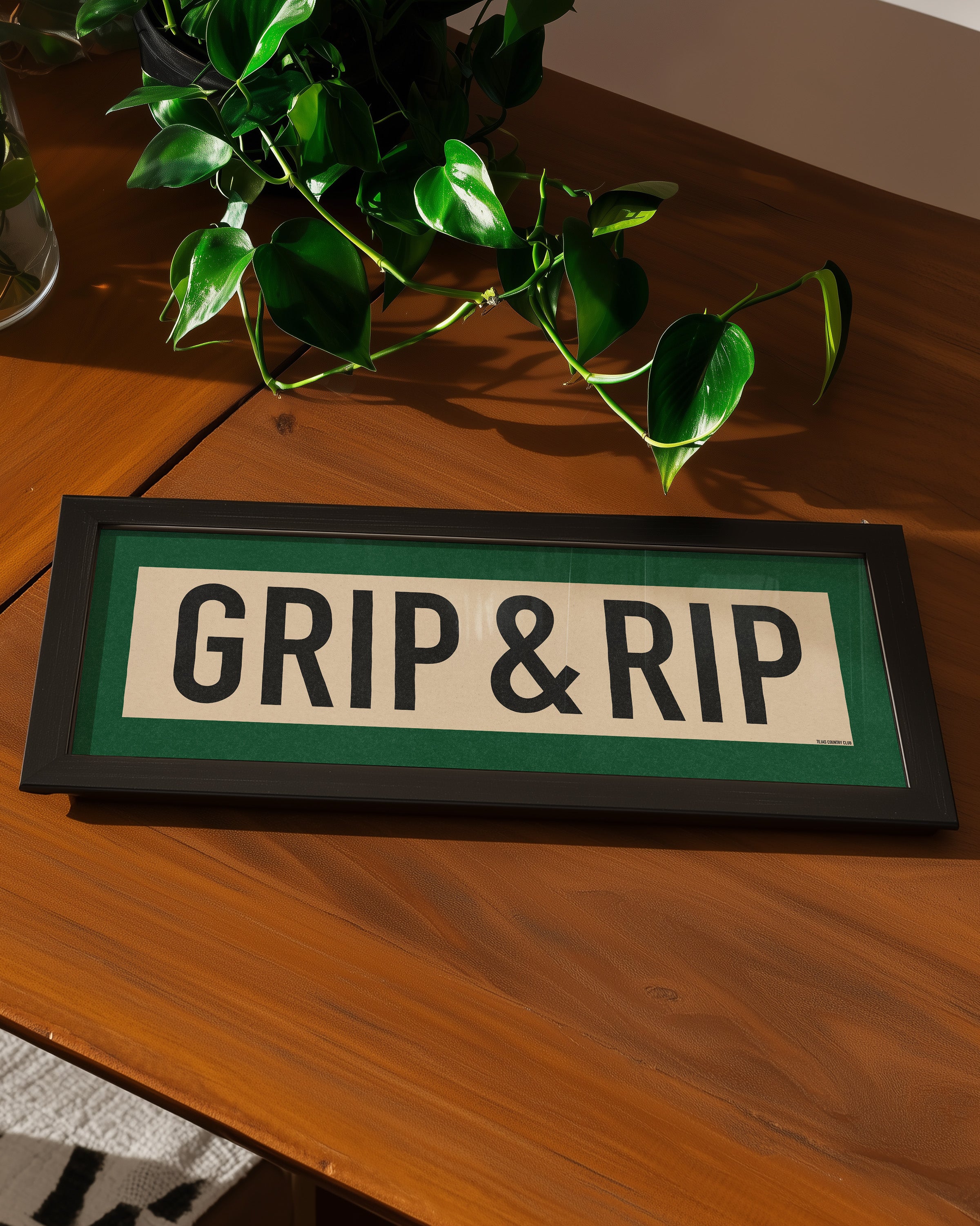 Framed Grip and Rip Golf Art Scroll Sign - Tejas Country Club