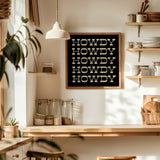 Howdy Typography Art Print Square Black and White - Tejas Country Club
