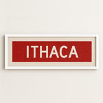 Framed Ithaca Red and White Bus Scroll - Tejas Country Club