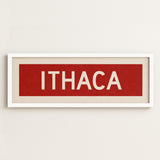 Framed Ithaca Red and White Bus Scroll - Tejas Country Club