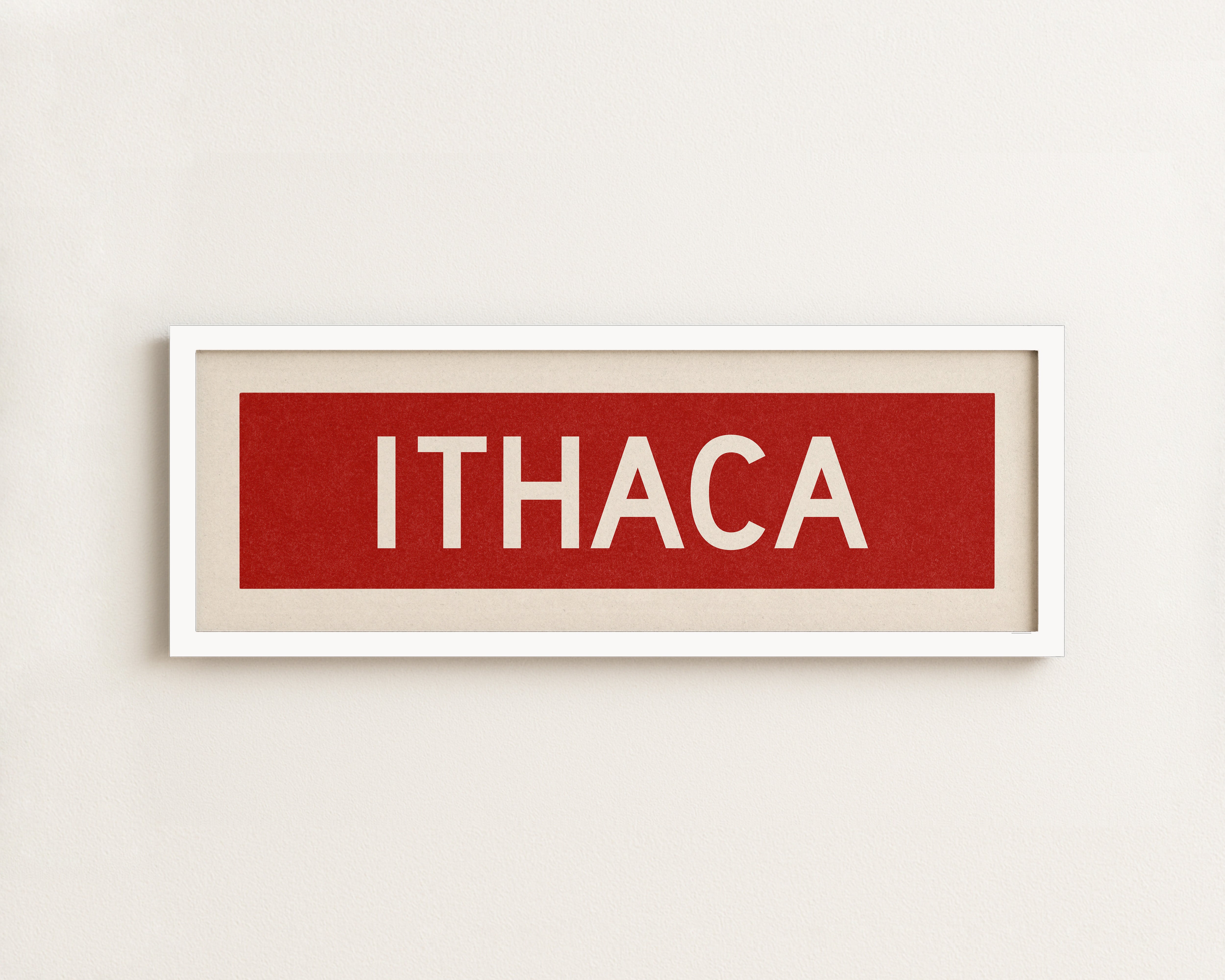 Framed Ithaca Red and White Bus Scroll - Tejas Country Club