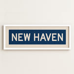 Framed New Haven Blue and White Bus Scroll - Tejas Country Club