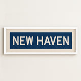 Framed New Haven Blue and White Bus Scroll - Tejas Country Club