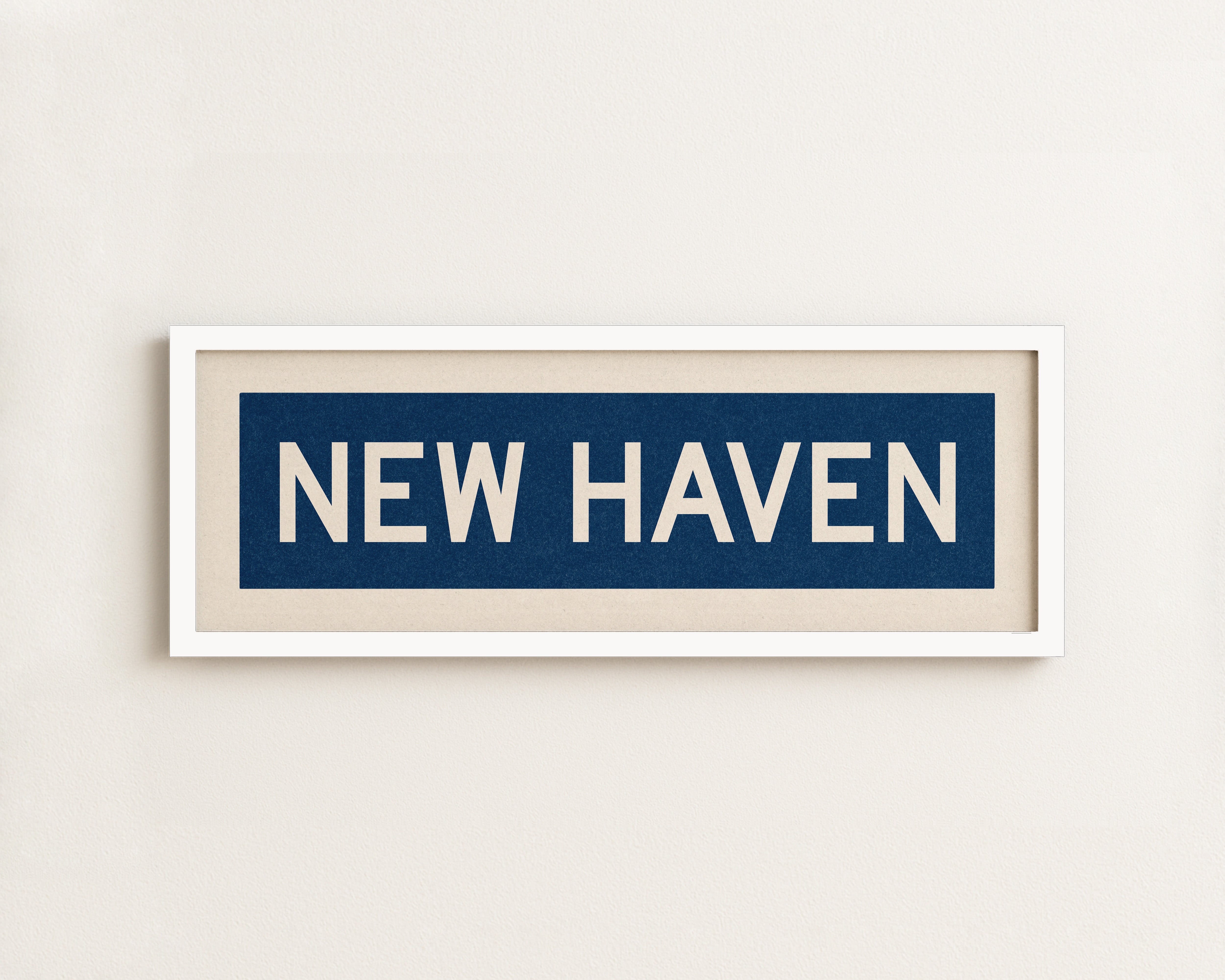 Framed New Haven Blue and White Bus Scroll - Tejas Country Club