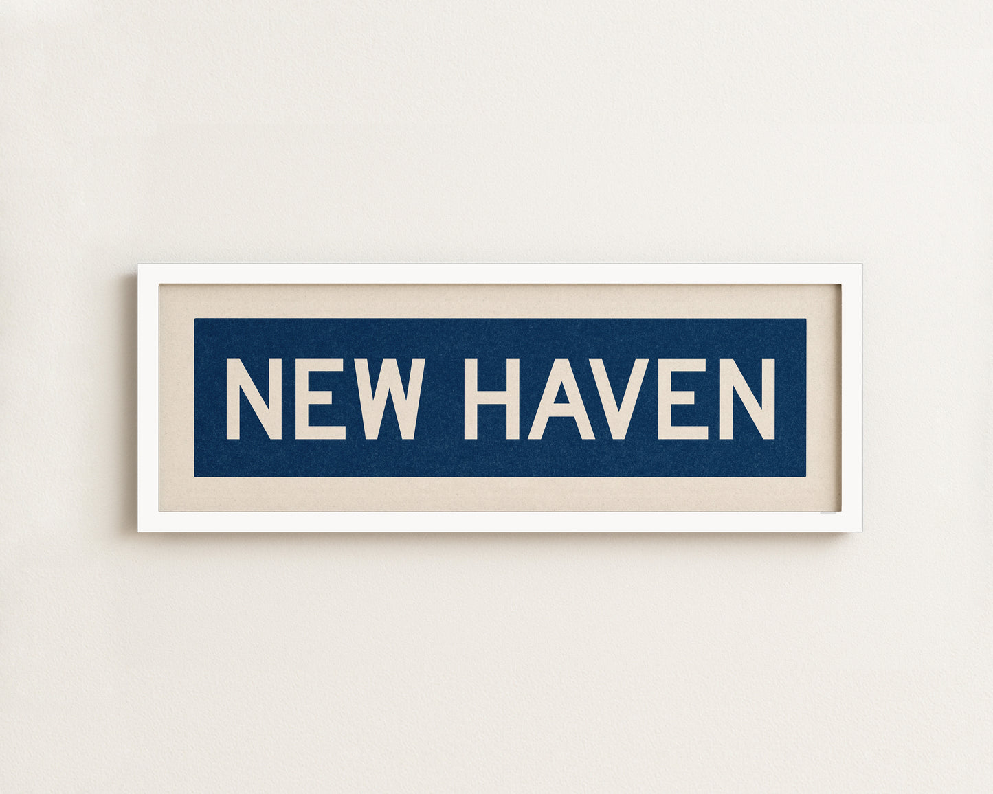 Framed New Haven Blue and White Bus Scroll