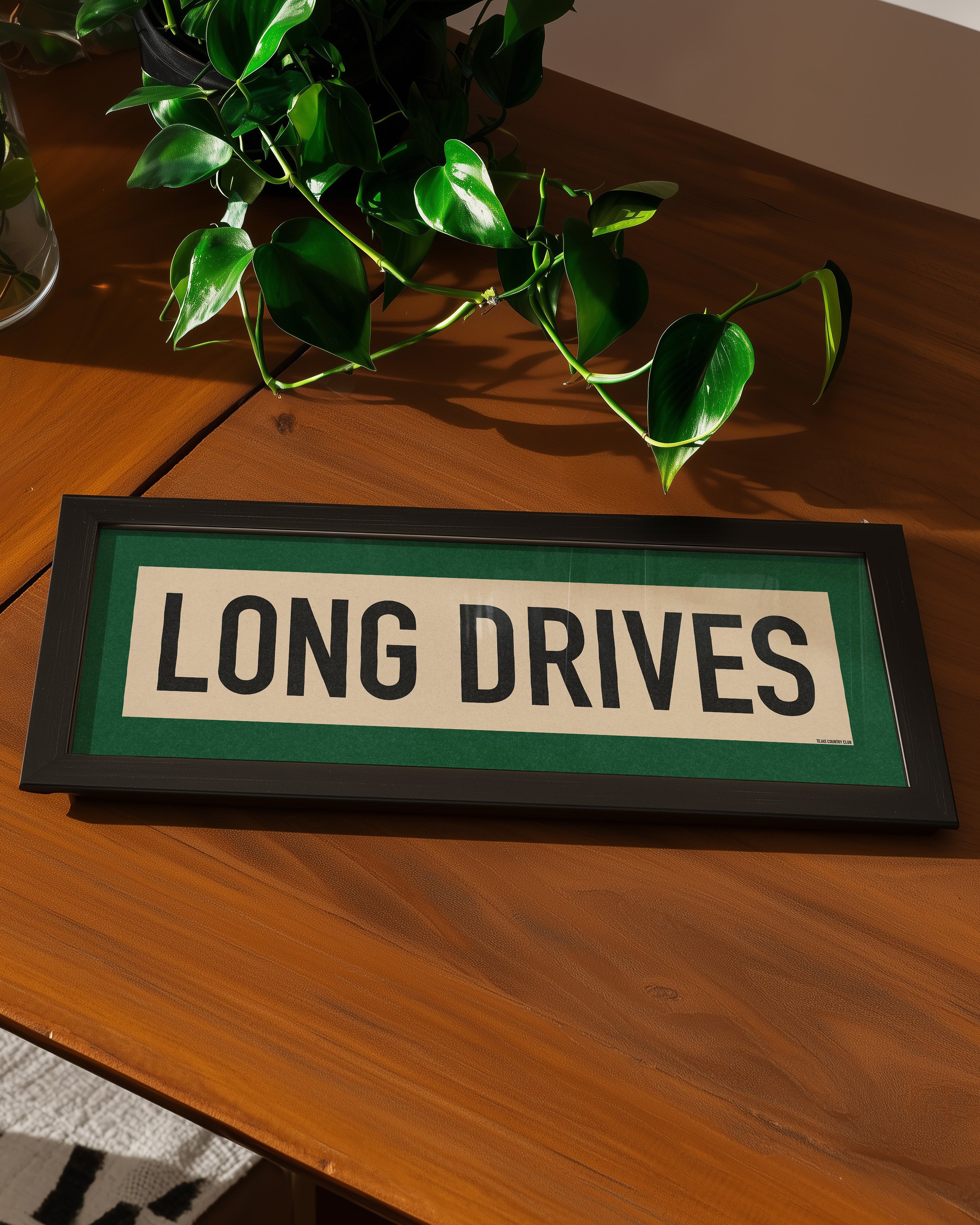 Framed Long Drives Golf Art Scroll Sign - Tejas Country Club