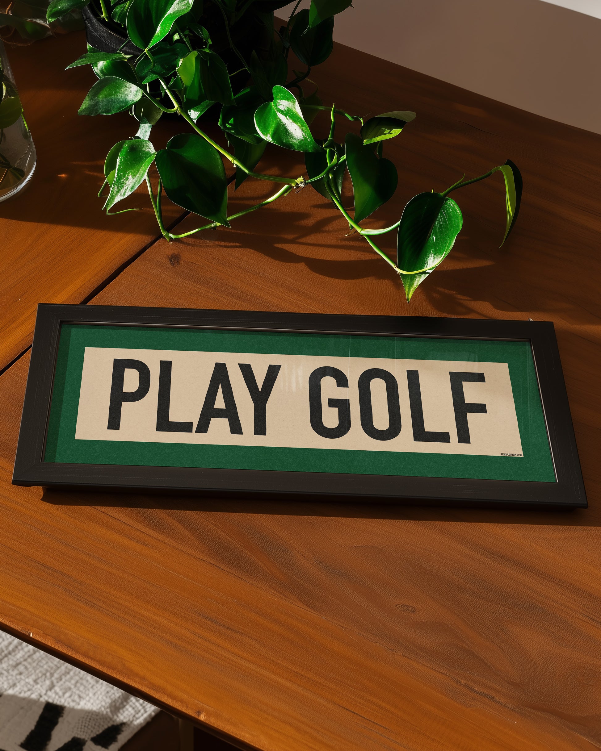 Framed Play Golf Art Scroll Sign - Tejas Country Club
