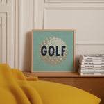 Retro Golf Ball Art Print Dusty Blue - Tejas Country Club