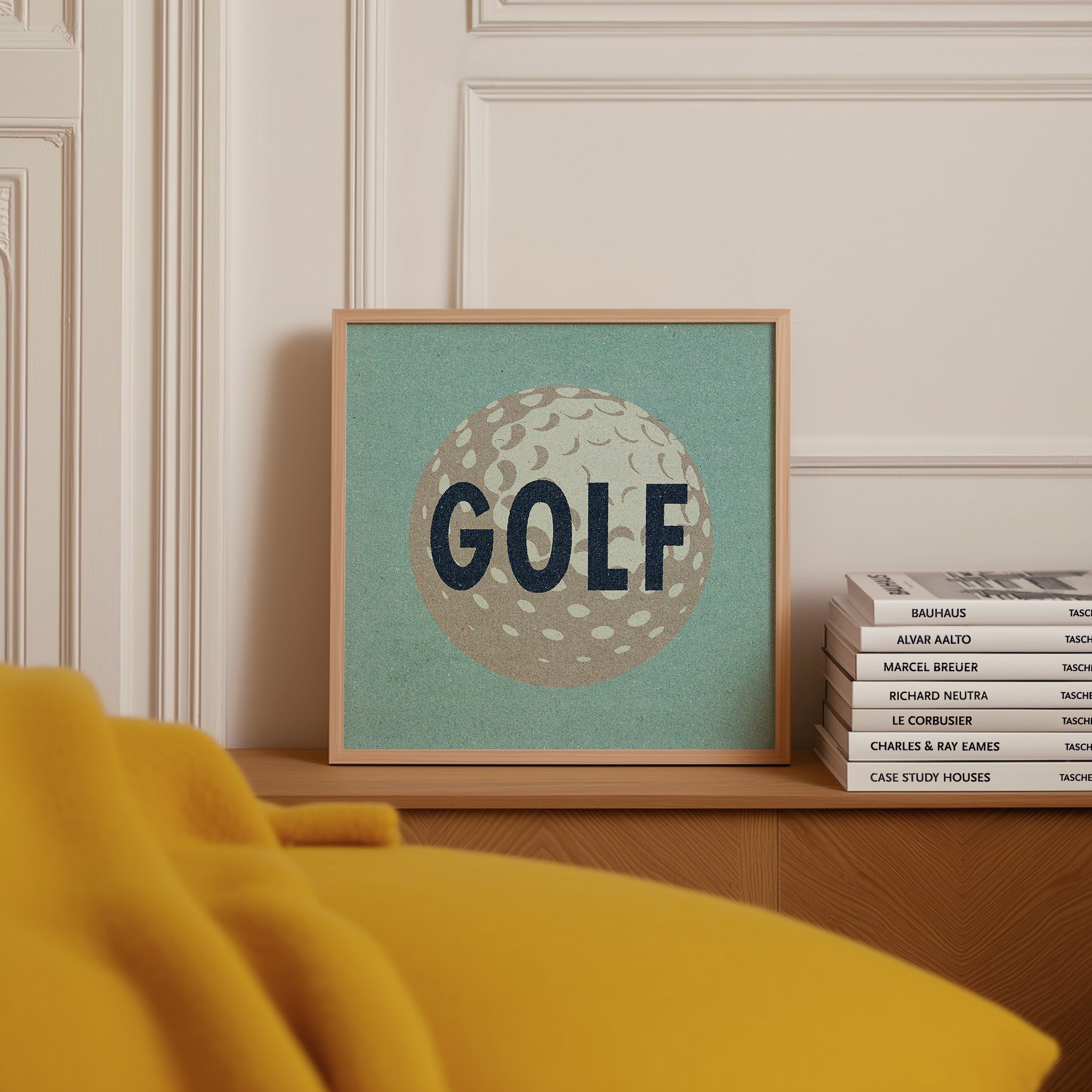 Retro Golf Ball Art Print Dusty Blue - Tejas Country Club