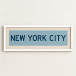 Framed New York City Columbia Blue and Navy Bus Scroll - Tejas Country Club