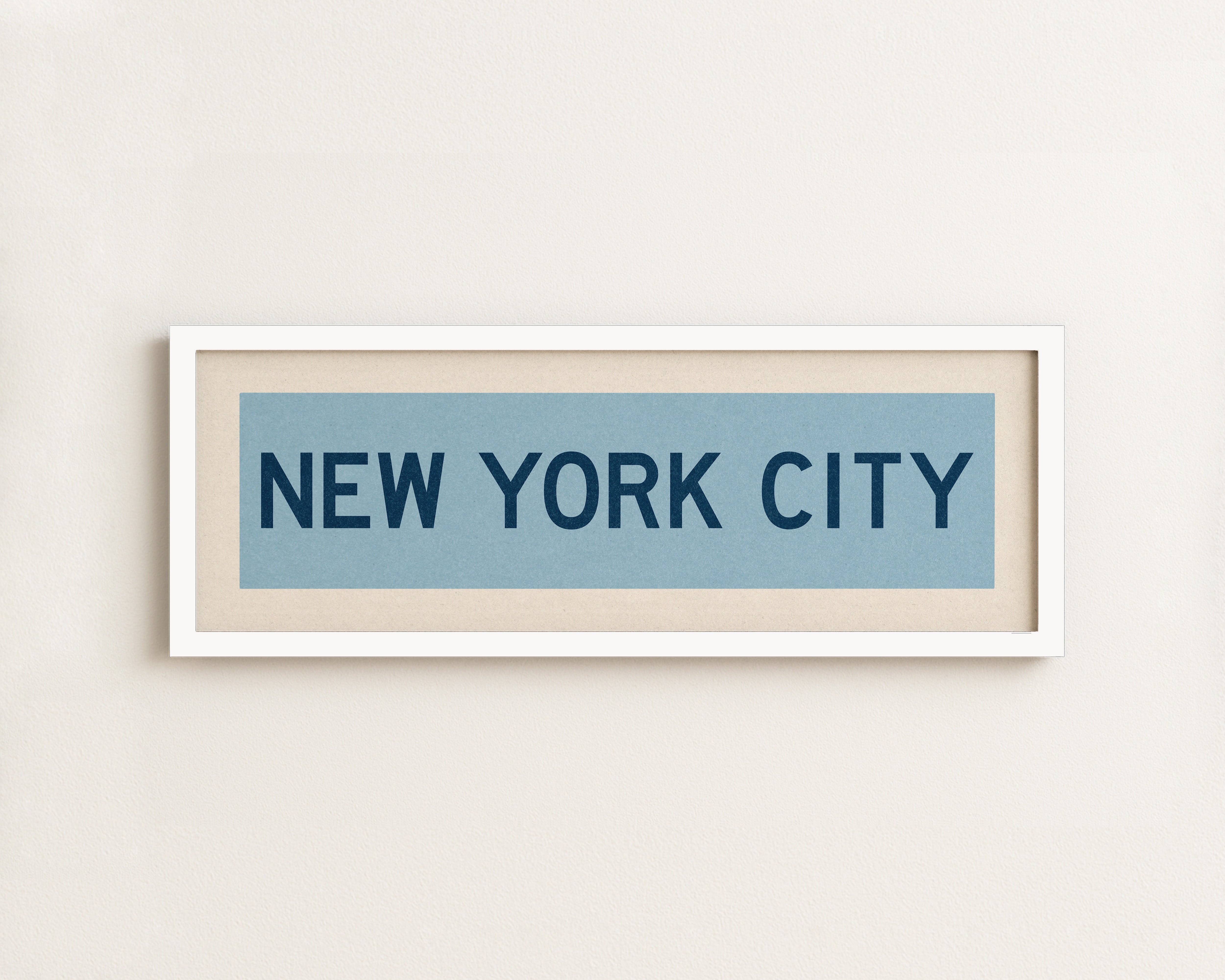 Framed New York City Columbia Blue and Navy Bus Scroll - Tejas Country Club