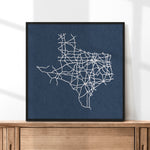 Texas Roadtrip Map Art Print - Tejas Country Club