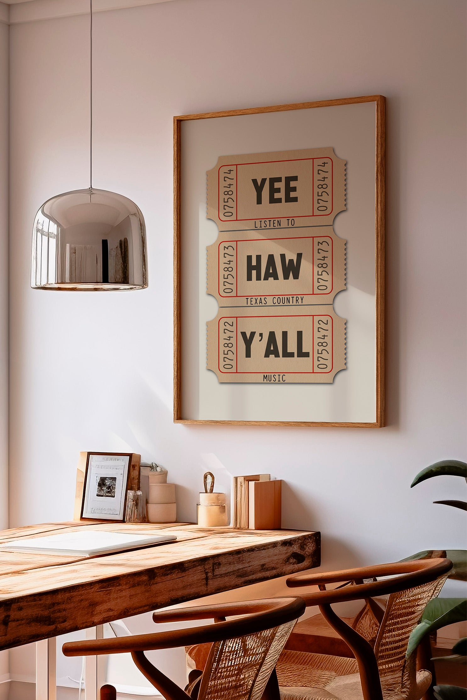 Yee Haw Y'all - Listen To Texas Country Music Ticket Stub Art Print - Tejas Country Club