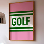 Golf Striped Green and Pink Art Print - Tejas Country Club