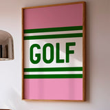 Golf Striped Green and Pink Art Print - Tejas Country Club