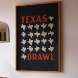 Texas Drawl - Collection of Student Drawn Texas Silhouettes Art Print (Navy)