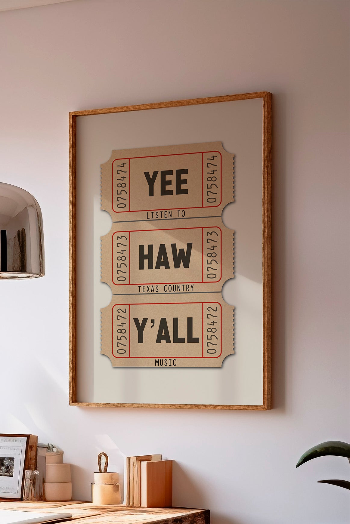 Yee Haw Y'all - Listen To Texas Country Music Ticket Stub Art Print - Tejas Country Club