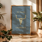 Ghost Town Ranch Skull - Dusty Blue Art Print - Tejas Country Club