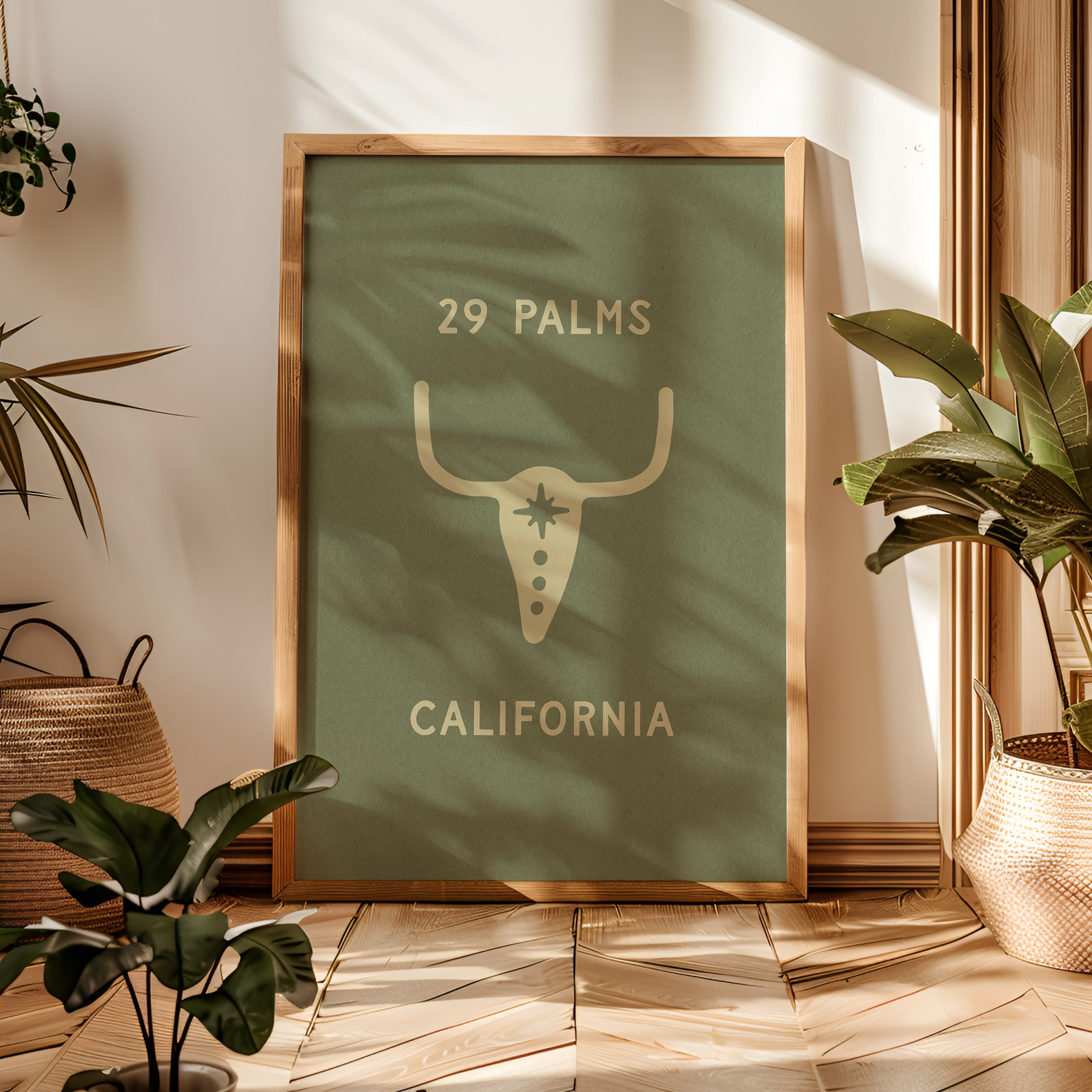 Ghost Town Ranch Skull - Olive Green Art Print - Tejas Country Club