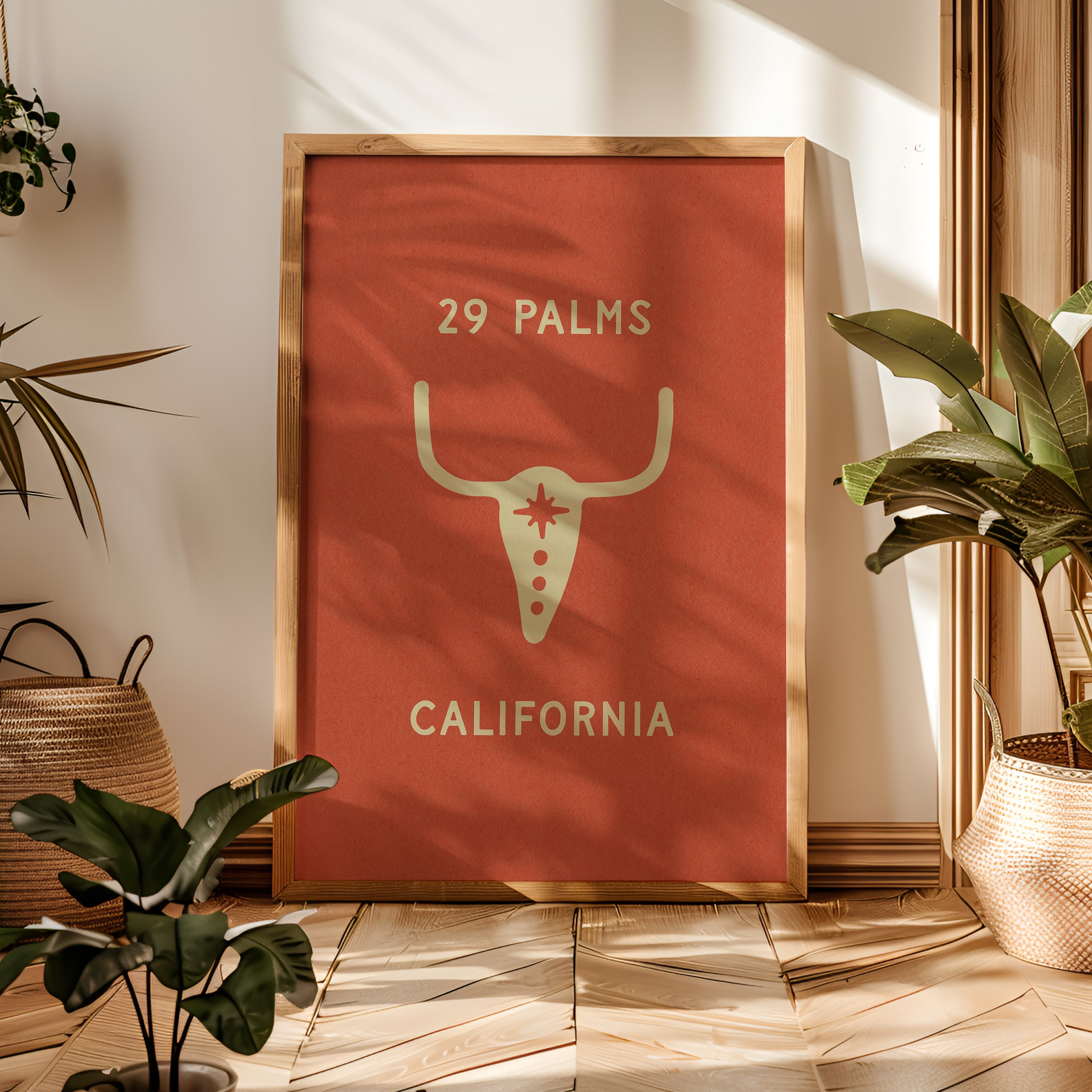 Ghost Town Ranch Skull - Rusty Red Orange Art Print - Tejas Country Club