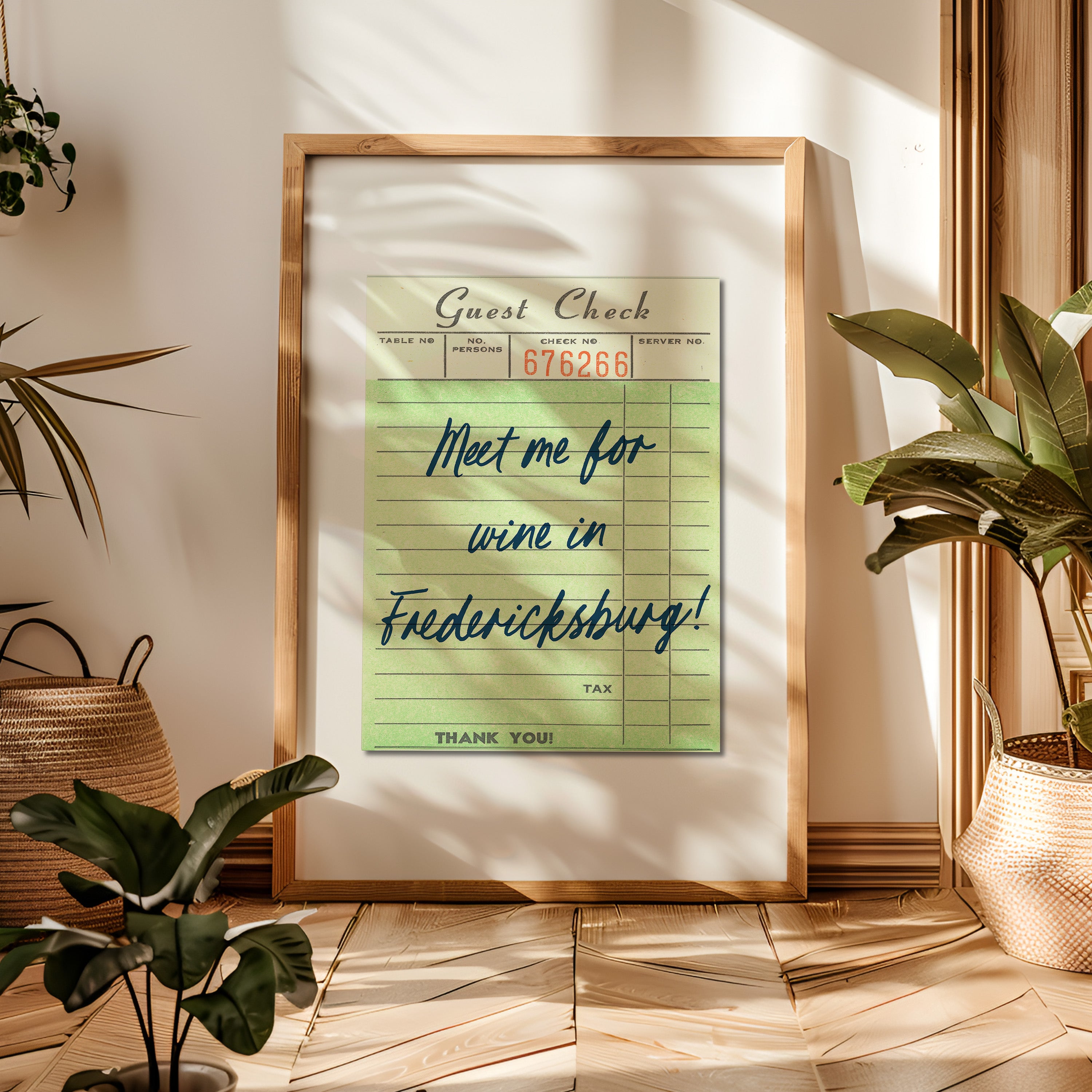 Meet Me For Wine In Fredericksburg Guest Check Art Print - Tejas Country Club