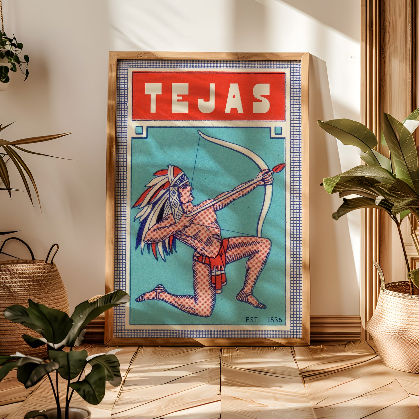 Tejas Bow and Arrow Native Vintage Art Print