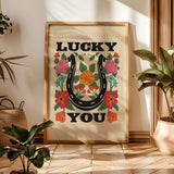 Lucky You Floral Horseshoe Art Print - Tejas Country Club
