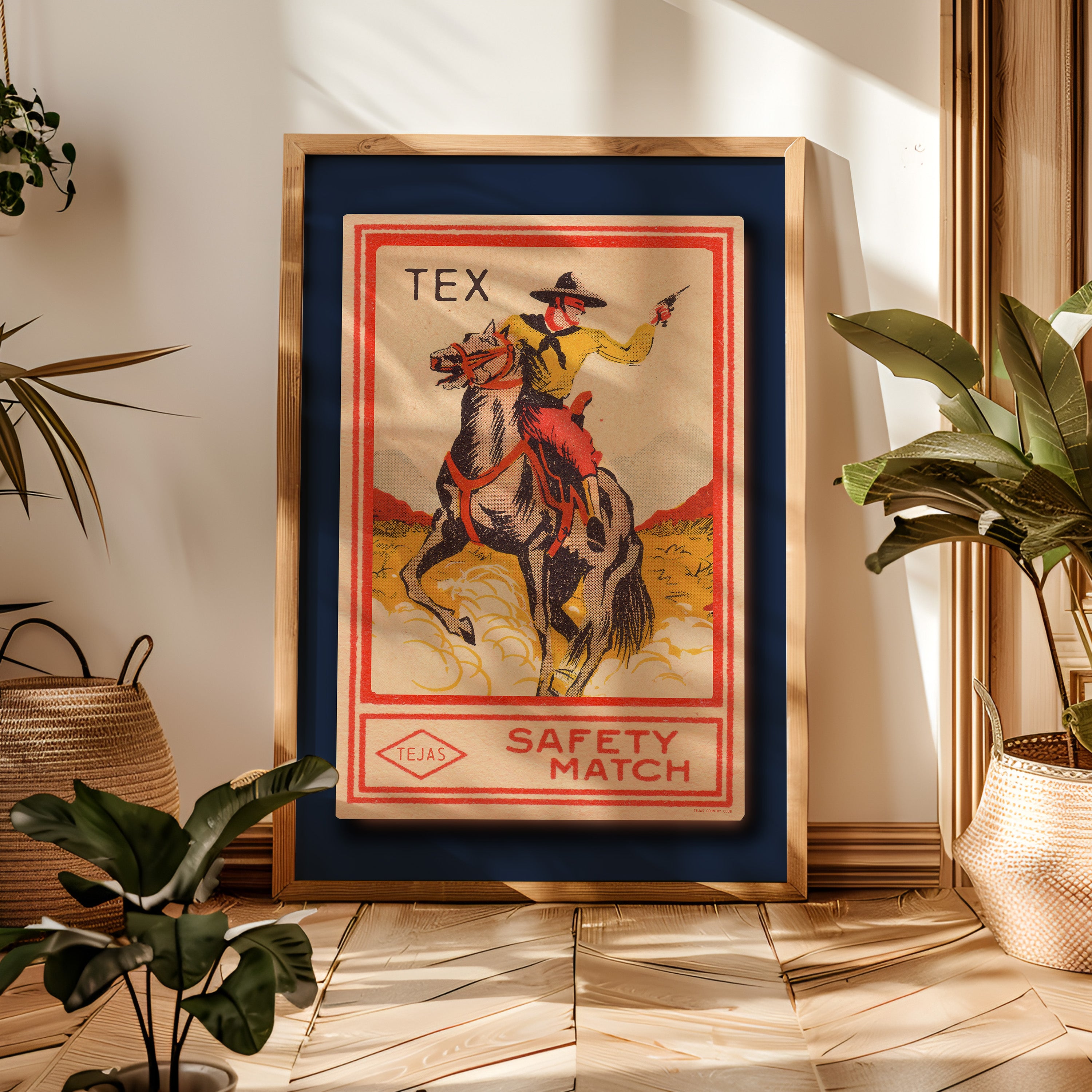 Tex Cowboy Vintage Matchbook Art Print - Tejas Country Club