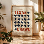 Texas Drawl - Collection of Student Drawn Texas Silhouettes Art Print - Tejas Country Club