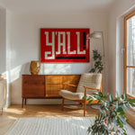 Y'all Typography Red and White Wall Art Print Poster Decor - Tejas Country Club