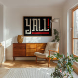 Y'all Typography Black and White Wall Art Print Poster Decor - Tejas Country Club