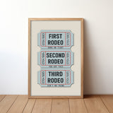 First Rodeo Ticket Stub Art Print Blue - Tejas Country Club