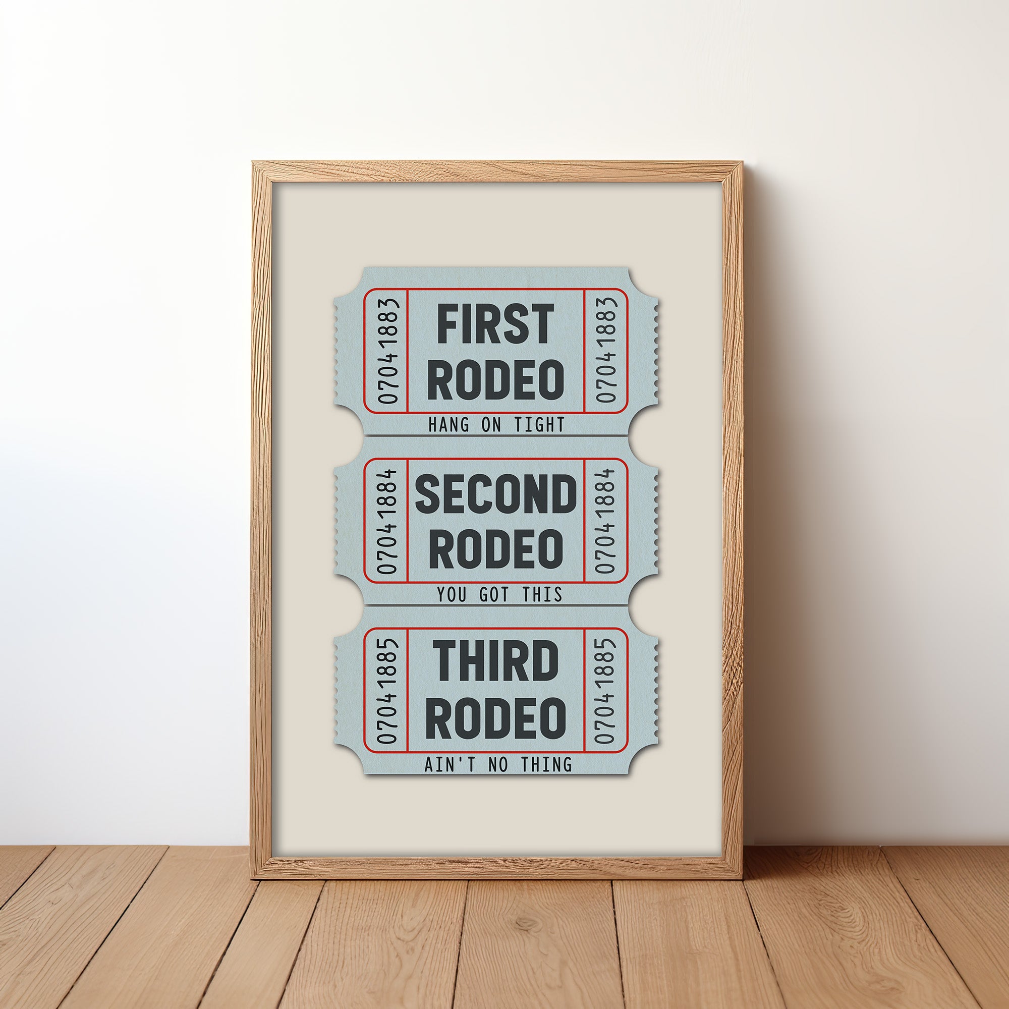 First Rodeo Ticket Stub Art Print Blue - Tejas Country Club