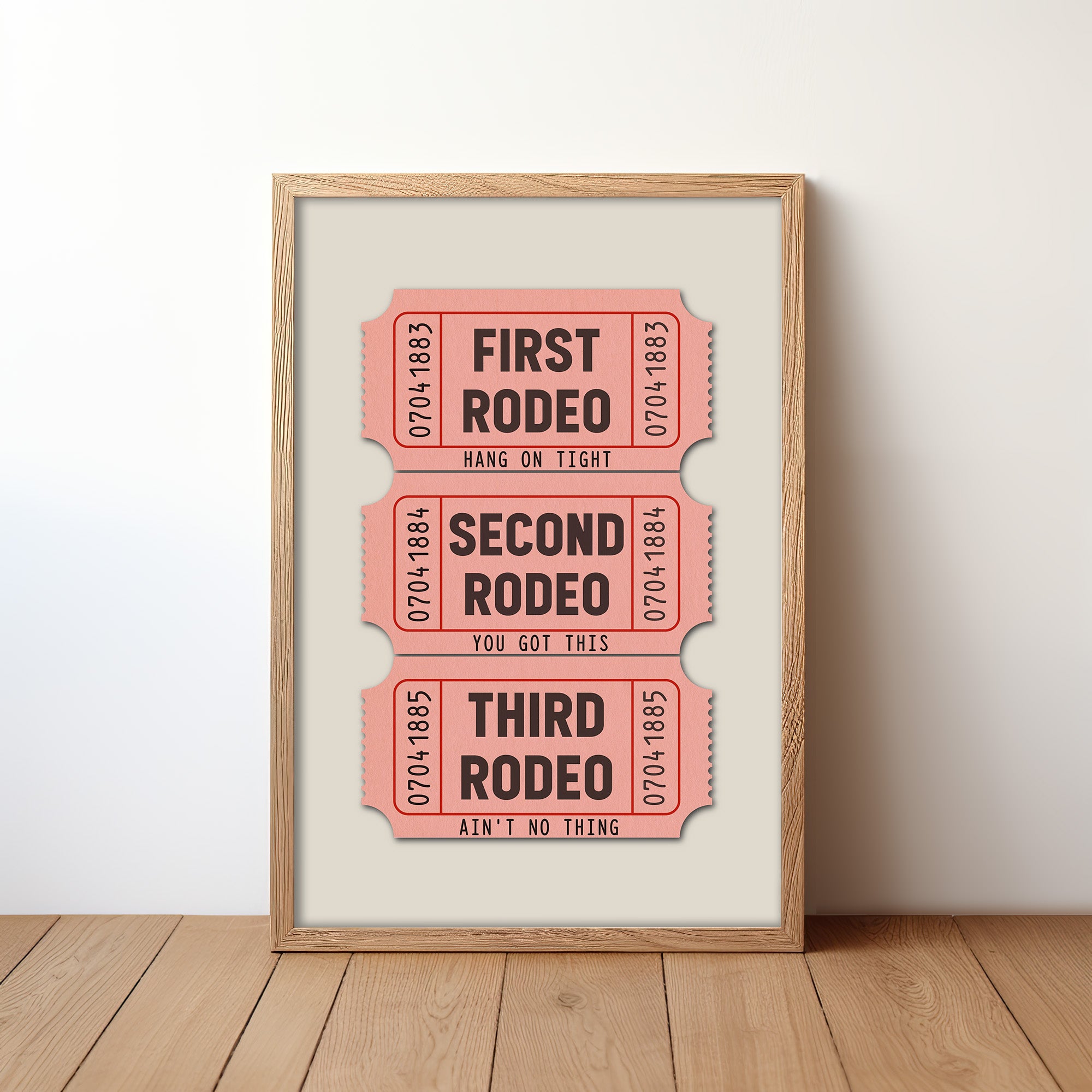 First Rodeo Ticket Stub Art Print Pink - Tejas Country Club