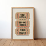 First Rodeo Ticket Stub Art Print Tan (FLAT) - Tejas Country Club