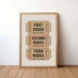 First Rodeo Ticket Stub Art Print Tan (FLAT) - Tejas Country Club