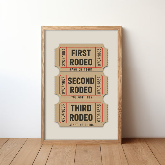 First Rodeo Ticket Stub Art Print Tan (FLAT) - Tejas Country Club