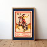 Tex Cowboy Vintage Matchbook Art Print - Tejas Country Club