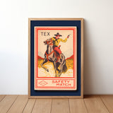 Tex Cowboy Vintage Matchbook Art Print - Tejas Country Club
